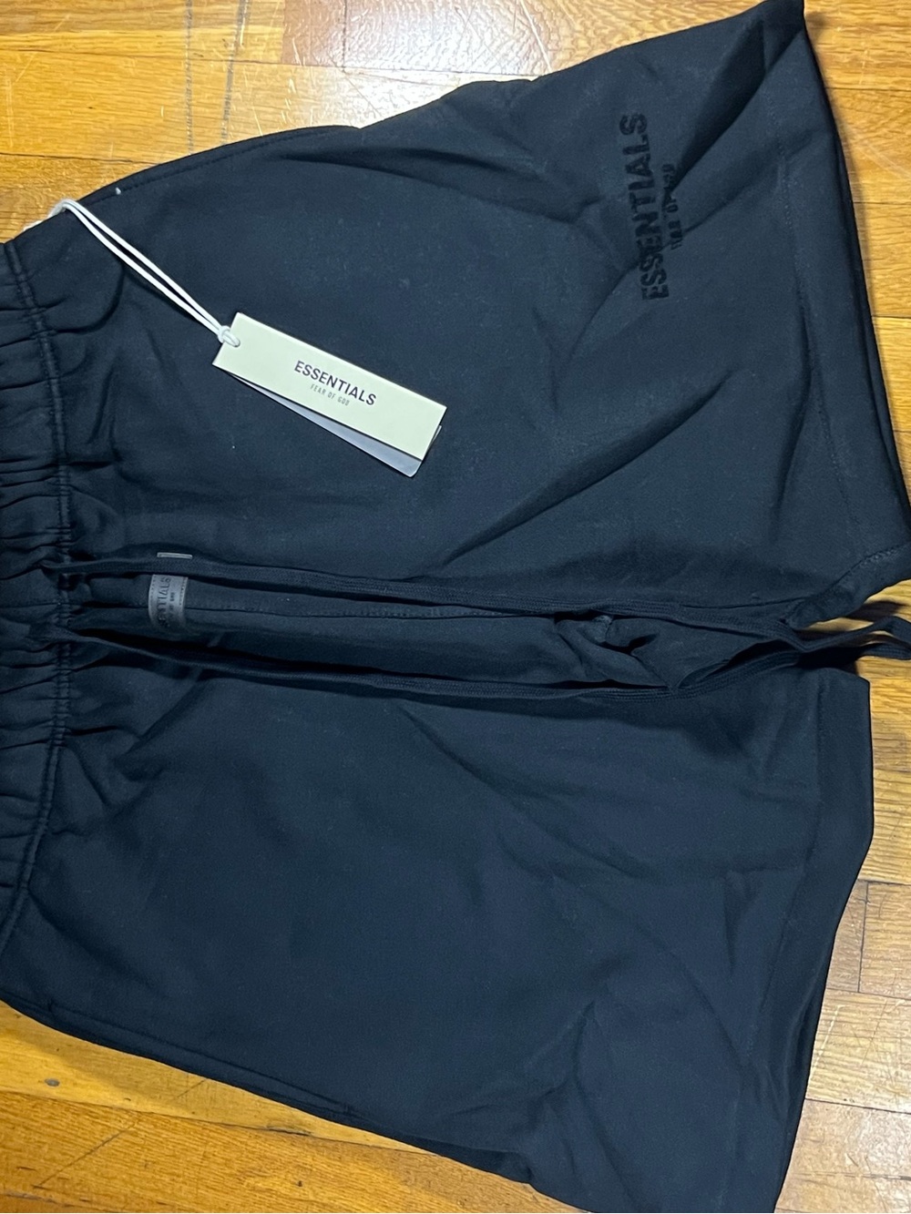ESSENTIALS Black Logo Athletic Shorts
